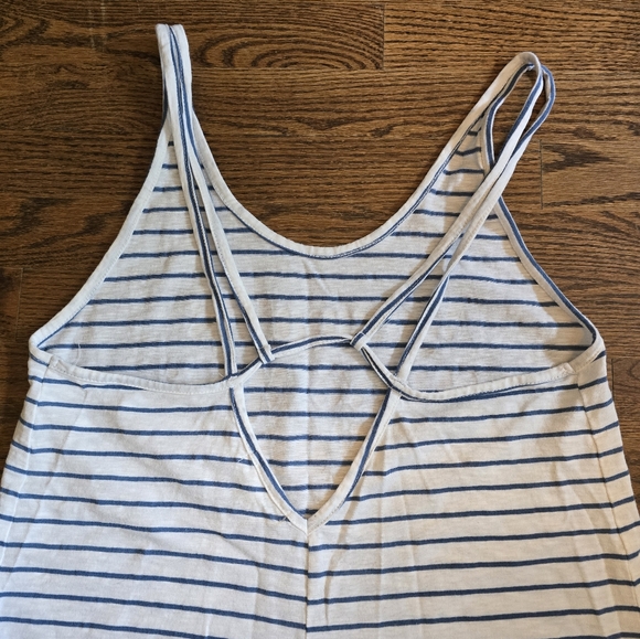 Miken L " Mermaids Have More Fun" Blue & White Striped Swim Cover-Up - Picture 4 of 4